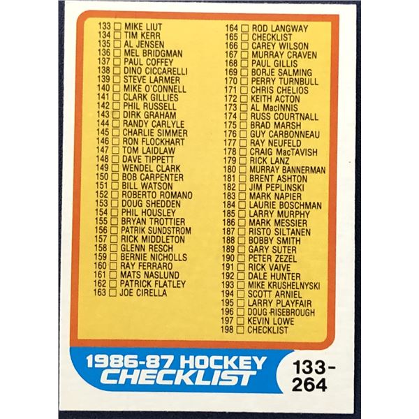 1986-87 O-PEE-CHEE CHECKLIST