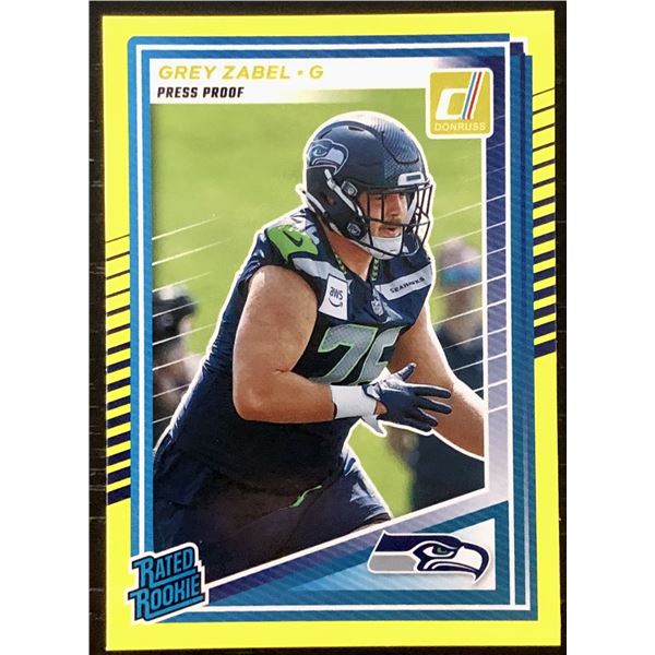 2025 DONRUSS RATED ROOKIE YELLOW FLASH GREY ZABEL