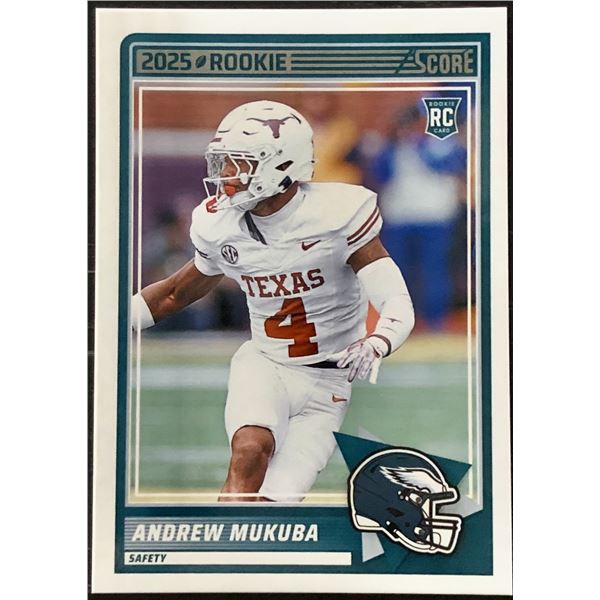 2025 PANINI SCORE ANDREW MUKUBA ROOKIE CARD
