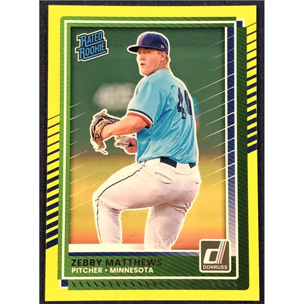 2025 DONRUSS BASEBALL YELLOW FLASH ZEBBY MATTHEWS ROOKIE CARD