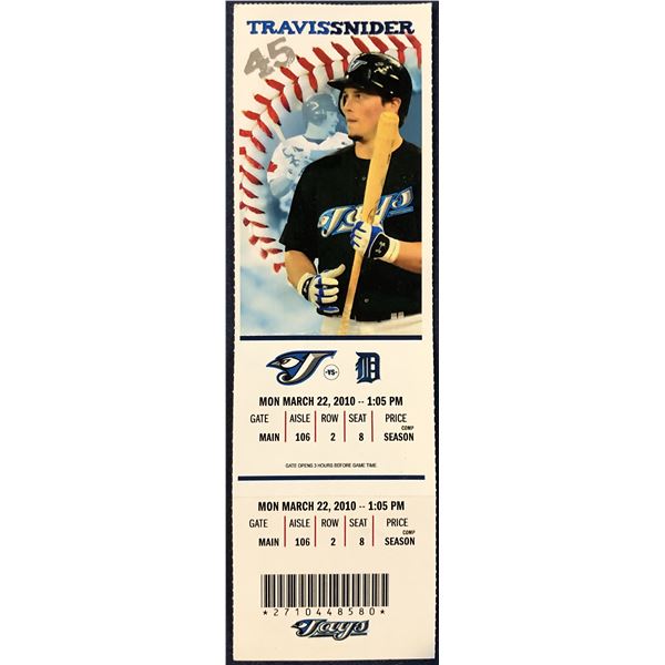 2010 TORONTO BLUE JAYS TICKET - TRAVIS SNIDER
