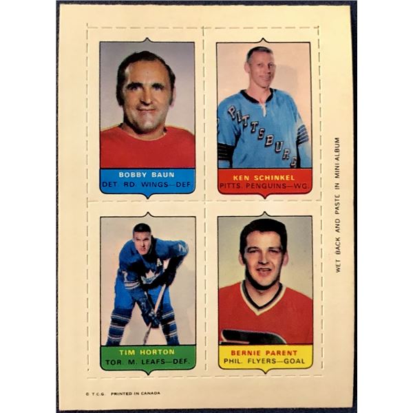 1969-70 O-PEE-CHEE HOCKEY 4-IN-1 TIM HORTON (HOF)