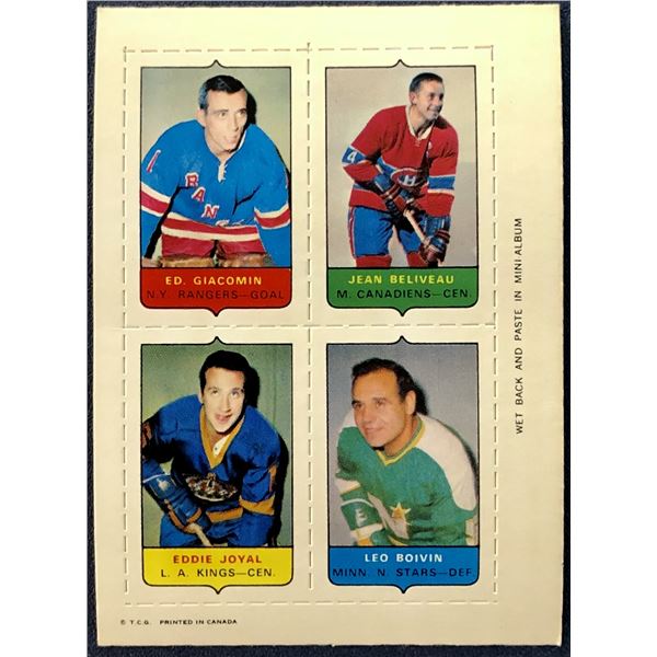 1969-70 O-PEE-CHEE HOCKEY 4-IN-1 JEAN BELIVEAU (HOF)