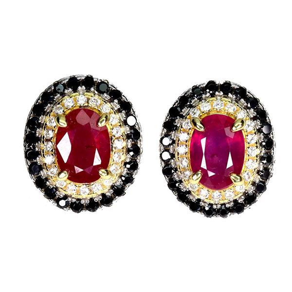 Natural Pigeon Blood Red Ruby & Spinel EarRings