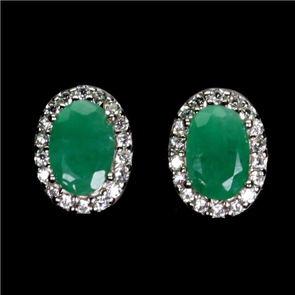 Natural Brazil Emerald Earstuds