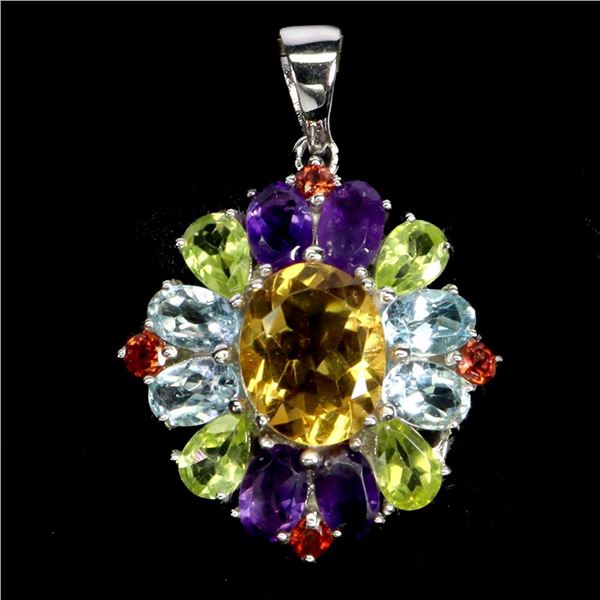 Natural Multi Stone Cocktail Pendant