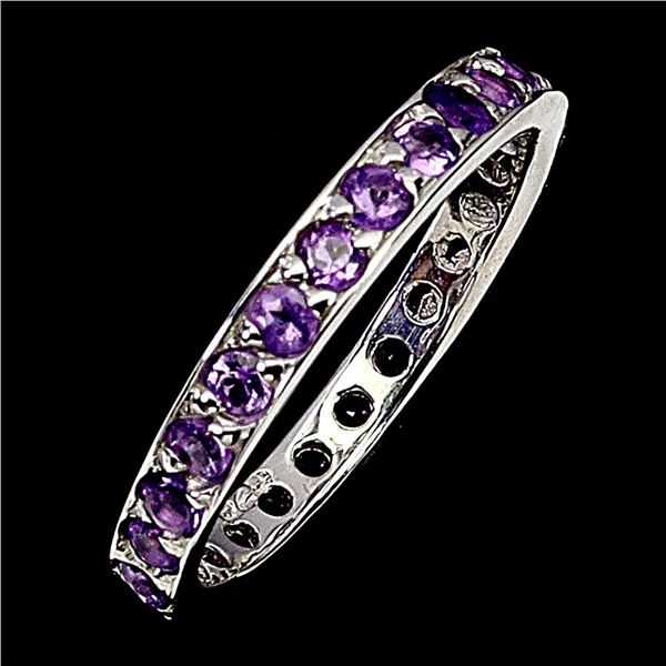 Natural Brazil Amethyst Eternity Ring