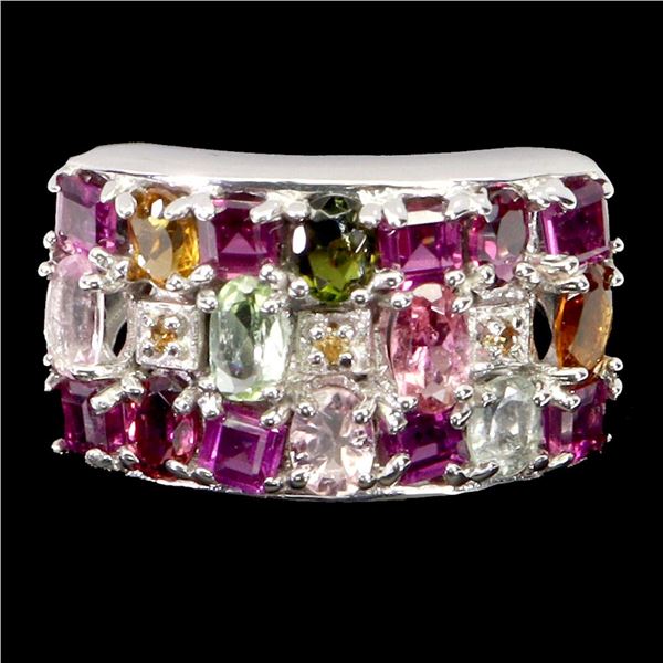 Natural Tourmaline Garnet Sapphire Ring