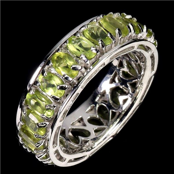 Natural Oval Peridot Eternity Ring