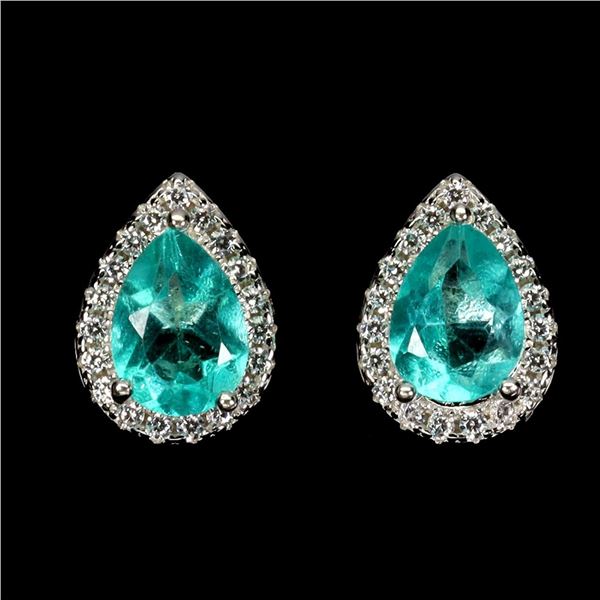 Natural Paraiba Blue Topaz Earstuds