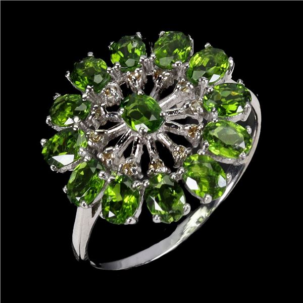 Natural Oval Chrome Diopside Ring