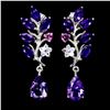 Image 1 : Natural Amethyst Rhodolite Tanzanite Earrings
