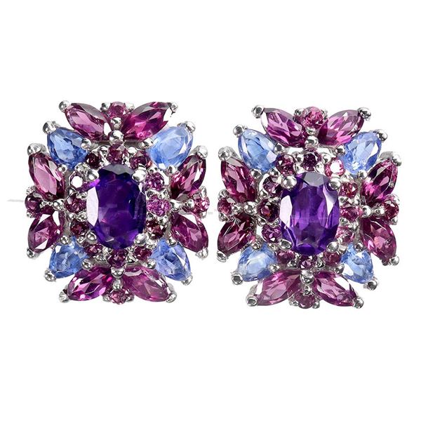 Natural Amethyst Kyanite Garnet Earstuds