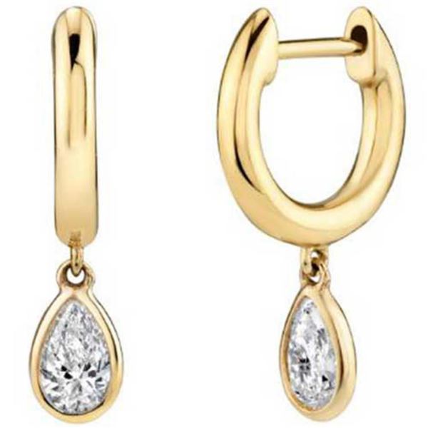 Gold & White Diamond 7  Cts Drop Earrings