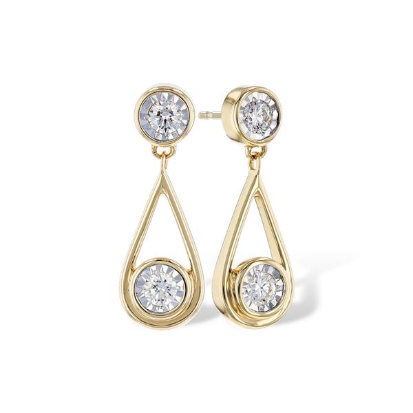 Gold & White Diamond 5  Cts Drop Earrings