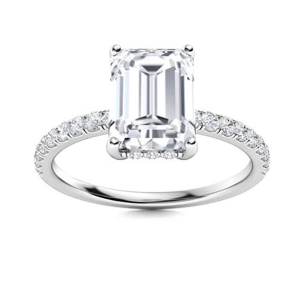 Gold & White Octagon Diamond 3 Cts Ring - E/VVS