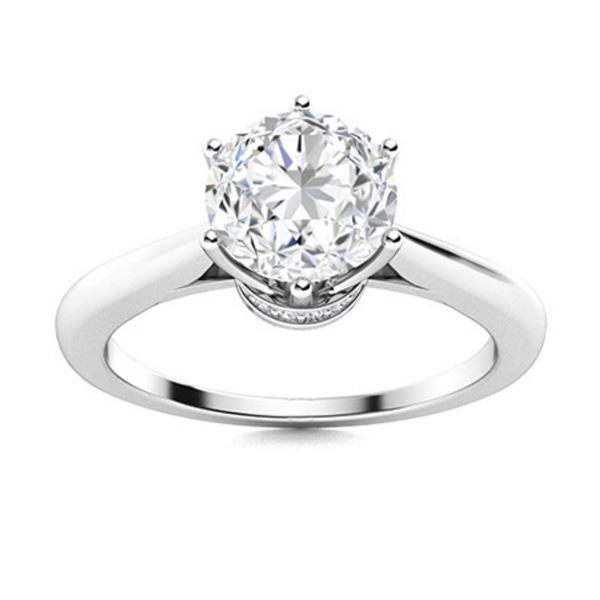 Gold & Brilliant White Diamond 2 Cts Ring - E/VVS