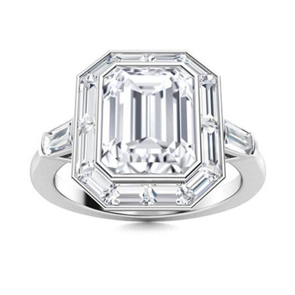 Gold White Octagon Diamond 3.50 Cts Ring - E/VVS
