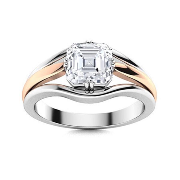 Gold & Lab Octagon Diamond 2 Cts Ring - E/VVS