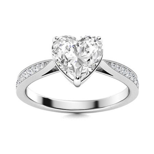 Gold  White Diamond Heart 3.22 Cts Ring - E/VVS