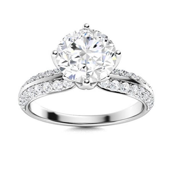 Gold & Brilliant White Diamond 3 Cts Ring - E/VVS