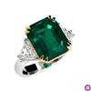 Image 1 : Emerald & Diamond 18k Gold Ring