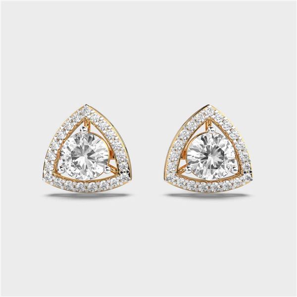 Gold & White Diamonds 2 Cts Ear Studs