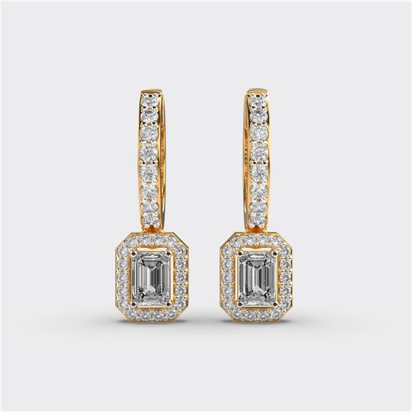 Gold & White Diamonds 2.50 Cts Drop EarRings