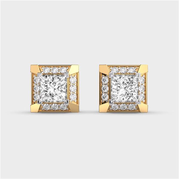 Gold & White Diamonds 2.5 Cts Ear Studs
