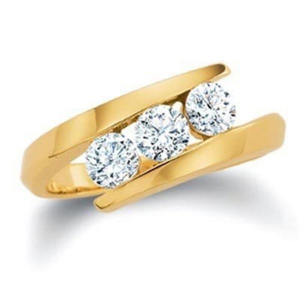 Gold & White Diamond 2.50 Cts Trinity Ring