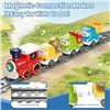 Image 4 : Electric Toy Train Set with Sound & Lights; Magnetic Connection Tracks & Road Signs Play Set - New
