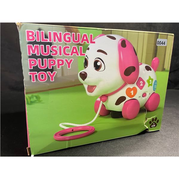 Bilingual Musical Puppy Toy With Sounds & Lights - English/Spanish Speaking Toy for Kids - New