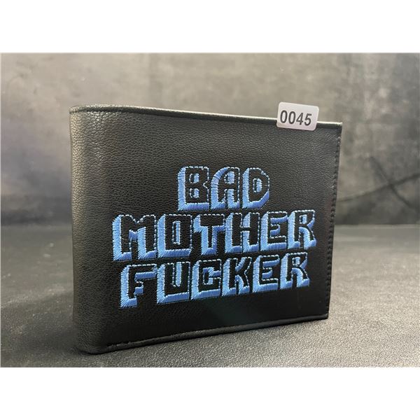 Pulp Fiction "Bad Mother Fucker" Men's Leather Bifold Letter-Printed Wallet - Black/Blue - New!