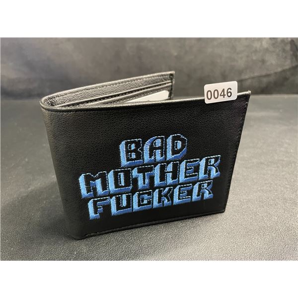 Pulp Fiction "Bad Mother Fucker" Men's Leather Bifold Letter-Printed Wallet - Black/Blue - New!