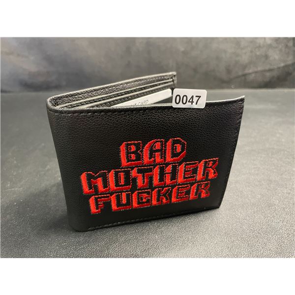 Pulp Fiction "Bad Mother Fucker" Men's Leather Bifold Letter-Printed Wallet - Black/Red - Brand New!