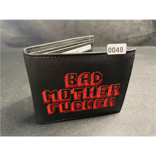 Pulp Fiction "Bad Mother Fucker" Men's Leather Bifold Letter-Printed Wallet - Black/Red - Brand New!