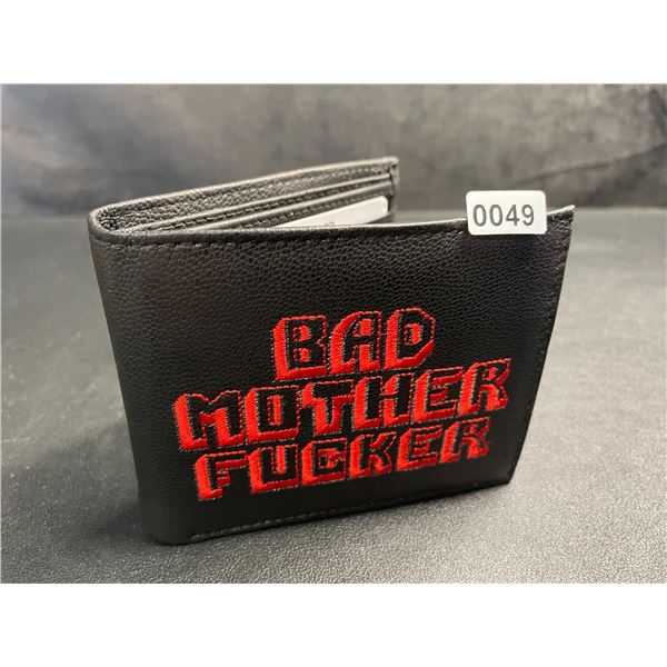 Pulp Fiction "Bad Mother Fucker" Men's Leather Bifold Letter-Printed Wallet - Black/Red - Brand New!