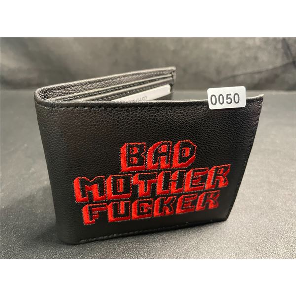 Pulp Fiction "Bad Mother Fucker" Men's Leather Bifold Letter-Printed Wallet - Black/Red - Brand New!