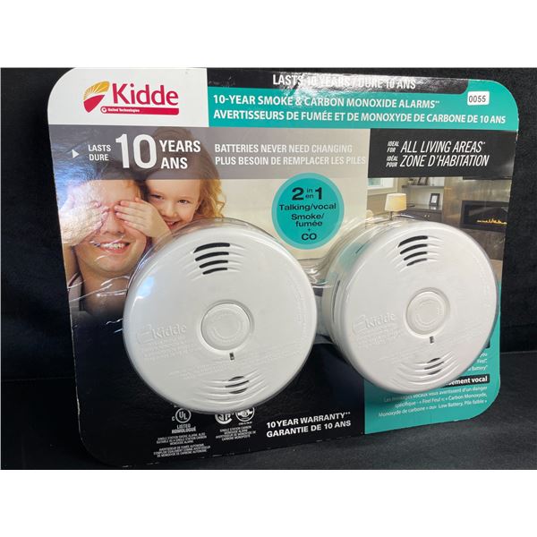 2-Pack Smoke & Carbon Monoxide Alarms For Inside Home - Lasts 10 Years! New Sealed