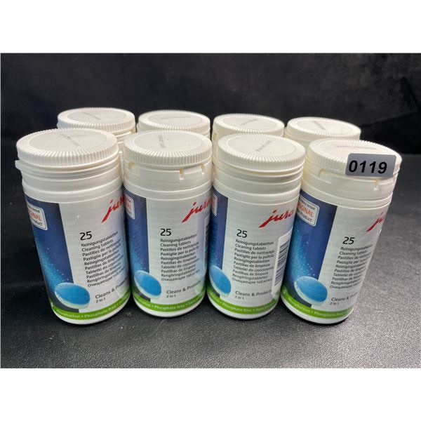 8 Bottles of Jura Cleaning Tablets/Descaling Tablets for Cleaning Coffee Makers (25pcs Each) New