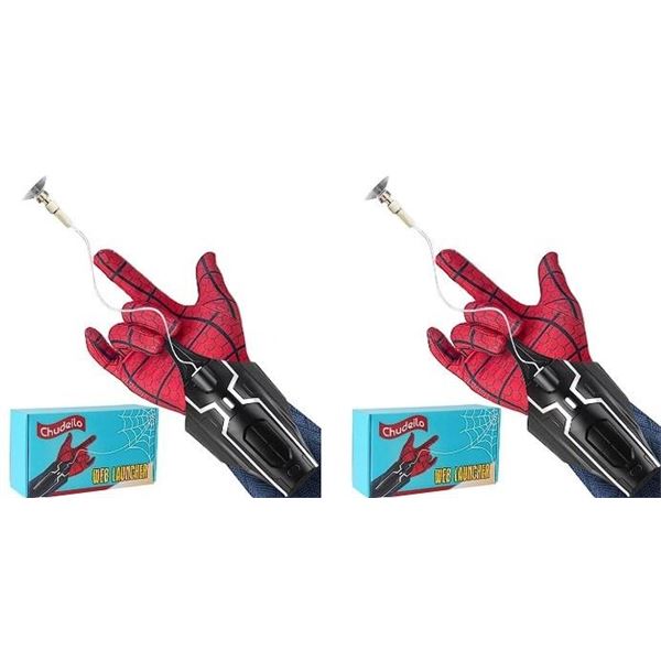 Lot of 2 Spider Web Shooter Toys/Launcher Gloves w/ 9.8FT Range; Great for Superhero Role-Play; New