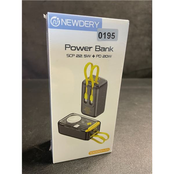 10,000mAh Portable Power Bank/Charger with Built-In Charge Cords & Apple Watch Charger - New