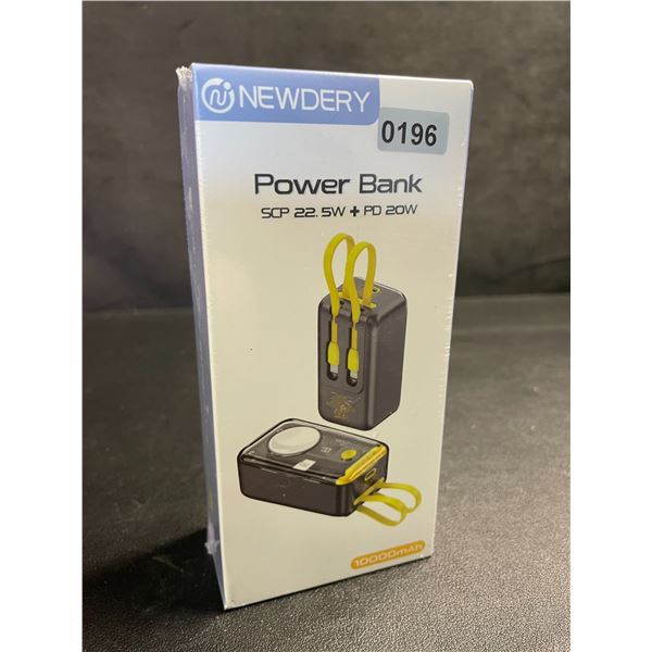 10,000mAh Portable Power Bank/Charger with Built-In Charge Cords & Apple Watch Charger - New