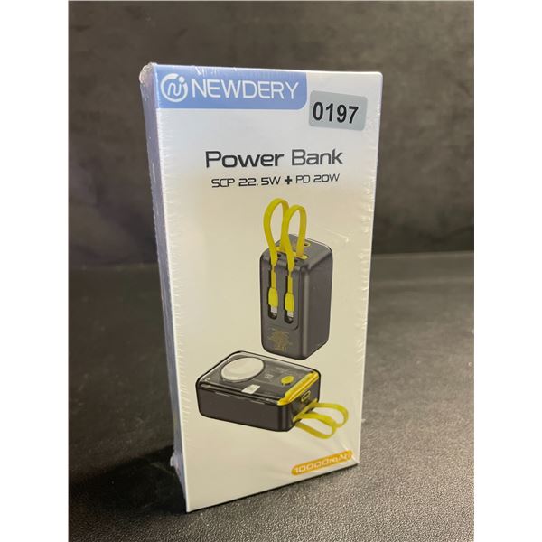 10,000mAh Portable Power Bank/Charger with Built-In Charge Cords & Apple Watch Charger - New