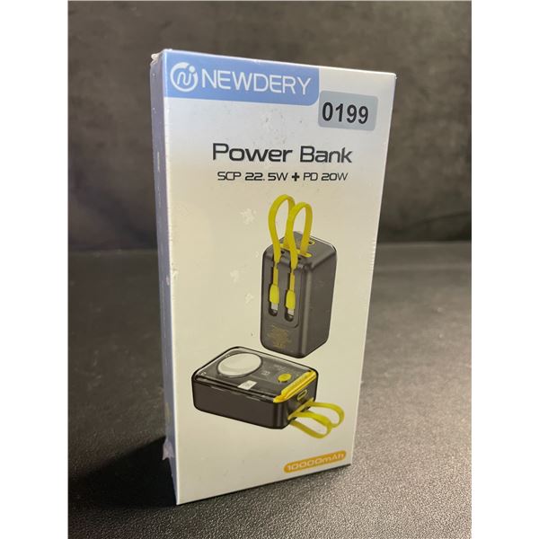10,000mAh Portable Power Bank/Charger with Built-In Charge Cords & Apple Watch Charger - New