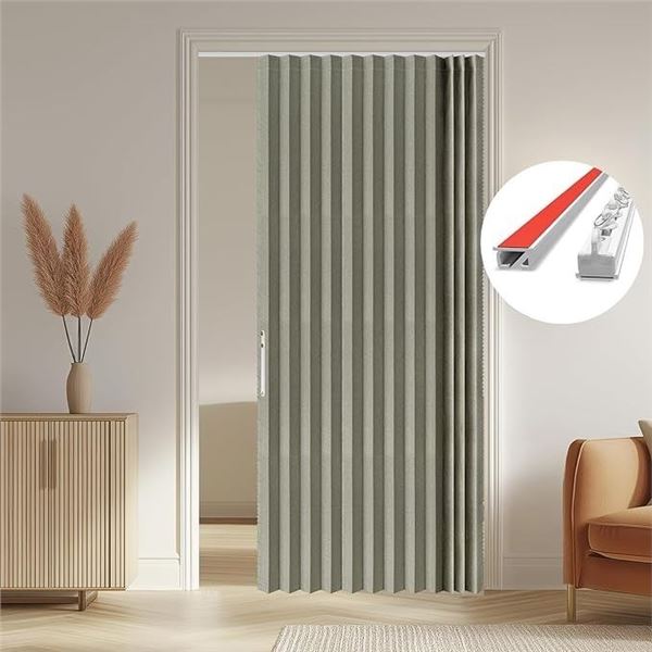 Ajazz Accordion 100% Blackout Door Curtain for Home Interior (53" W x 79" H) Grey - New Sealed