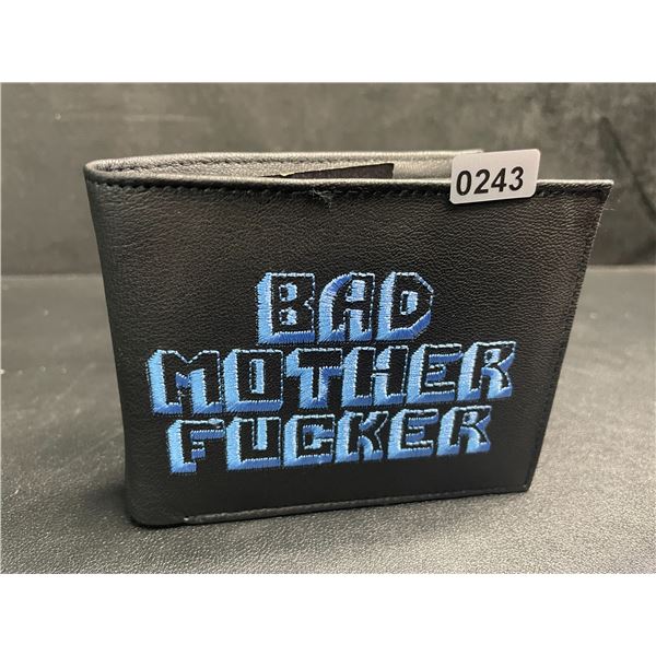 Pulp Fiction "Bad Mother Fucker" Men's Leather Bifold Letter-Printed Wallet - Black/Blue - New!