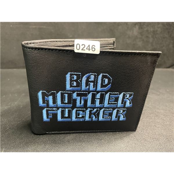 Pulp Fiction "Bad Mother Fucker" Men's Leather Bifold Letter-Printed Wallet - Black/Blue - New!