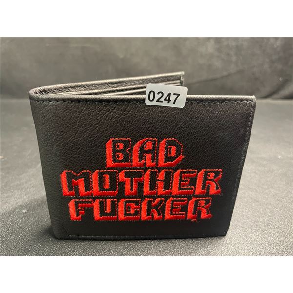 Pulp Fiction "Bad Mother Fucker" Men's Leather Bifold Letter-Printed Wallet - Black/Red - Brand New!