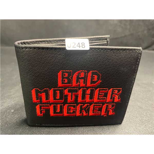 Pulp Fiction "Bad Mother Fucker" Men's Leather Bifold Letter-Printed Wallet - Black/Red - Brand New!